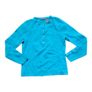 Liz Claiborne Medium Petite Light Blue Long Sleeve Pullover Sweater